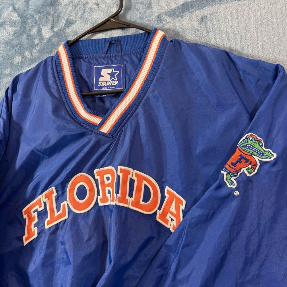 Vintage 90s Starter Florida Gators Pullover Windbreaker Jacket Blue Spellout Lg